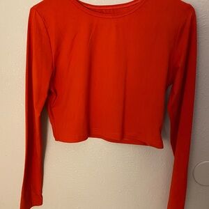 SHEIN Bright Red Long Sleeve Crop Top